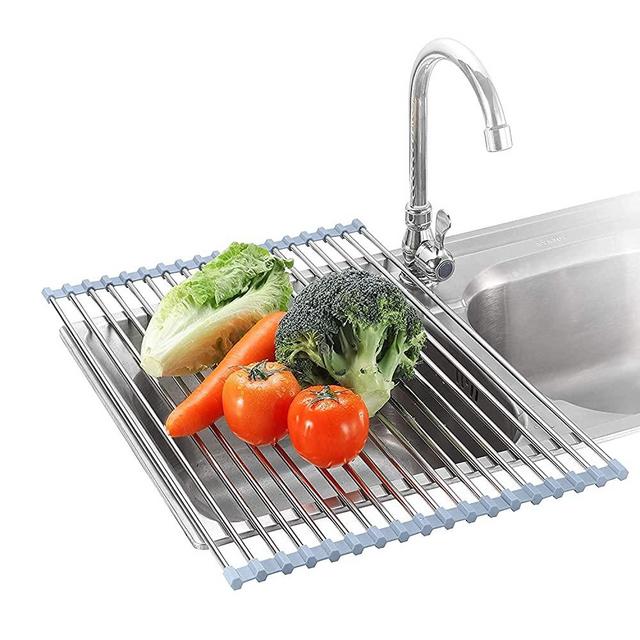 Roll Up Dish Drying Rack Over The Sink Dish Drainer for Kitchen Sink Counter, 20.5x13.7 Large Dish Drying Rack Sink Drying Mat, Folding Dish Rack Kitchen Sink Organizer Home Essentials (20.5"x13.7")