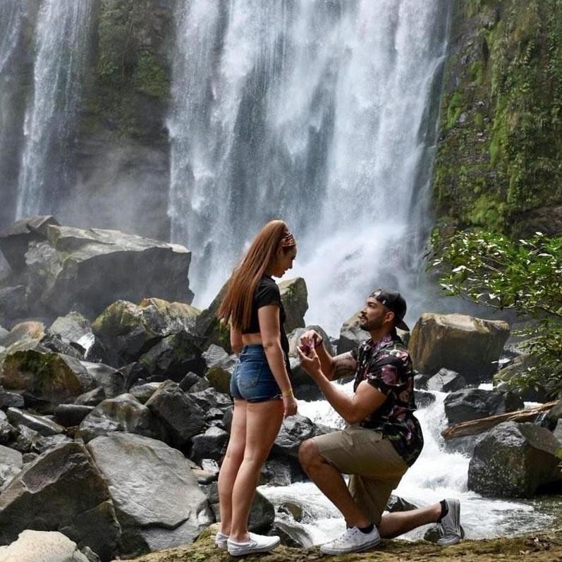 Richard proposed at a famous waterfall in Costa Rica :)