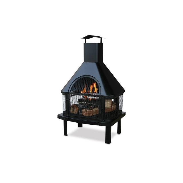 Wood Burning Outdoor Firehouse with Chimney - Black - Endless Summer