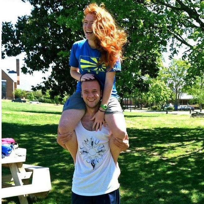 Nate and Hannah at frisbee practice in 2013. SMUT (St. Mary's Ultimate Team) love!