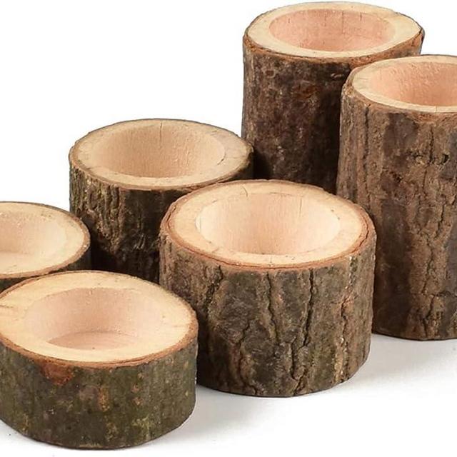 Yikko Wooden Tea Light Candle Holders, Personalized Wooden Votive Tealight Holder for Wedding Centerpieces for Table, Wedding |Birthday Party |Valentine's Day |Home Decoration - Set of 6