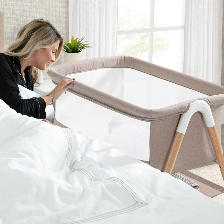 Delta Children, Bondi Beechwood By The Bed Bassinet with PureAir