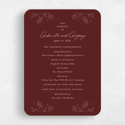 Red Rounded Wedding Program - Clarian