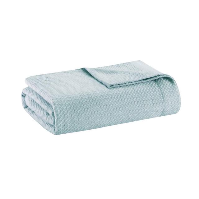 King Textured Cotton Blanket Blue