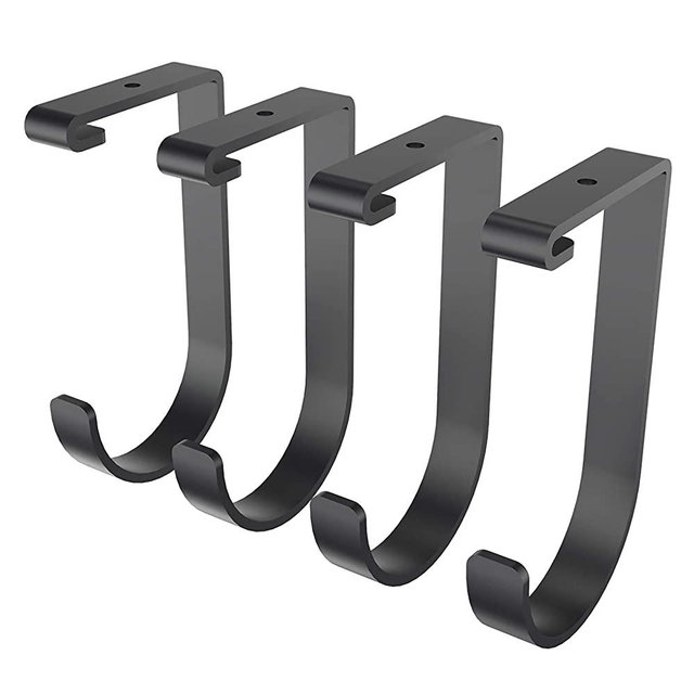 FLEXIMOUNTS Add-On Storage Hook Accessory for Ceiling Rack and Wall Shelving, 4-PACK (Flat Hook x 4, Black)