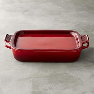 Le Creuset Stoneware Rectangular Baker with Platter Lid, Red