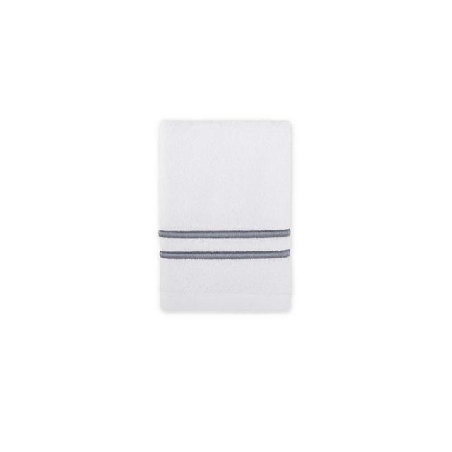Wamsutta® Classic Baratta Turkish Cotton Embroidered Washcloth in White/Charcoal