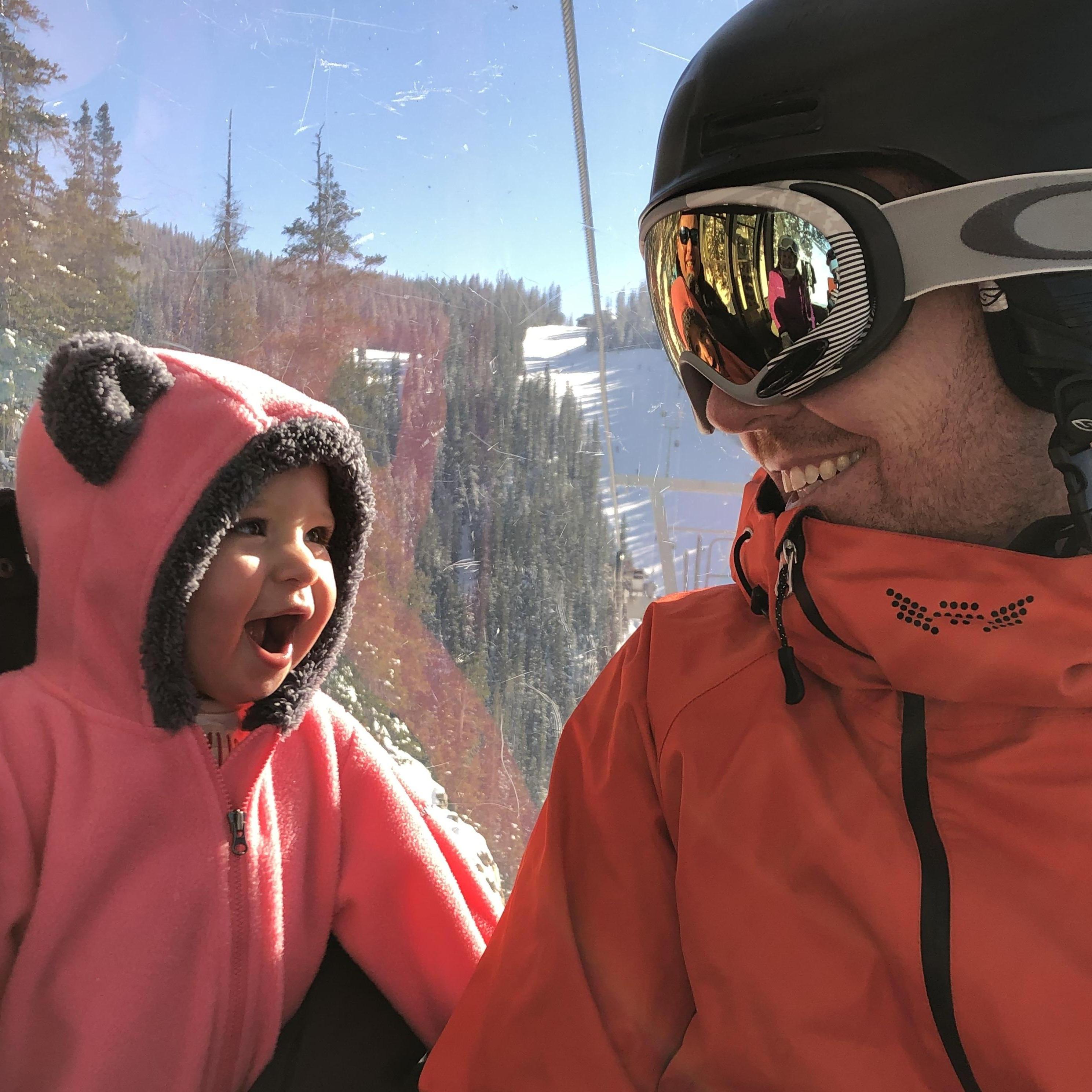 Joe & his niece, Skylar, getting ready to ski!