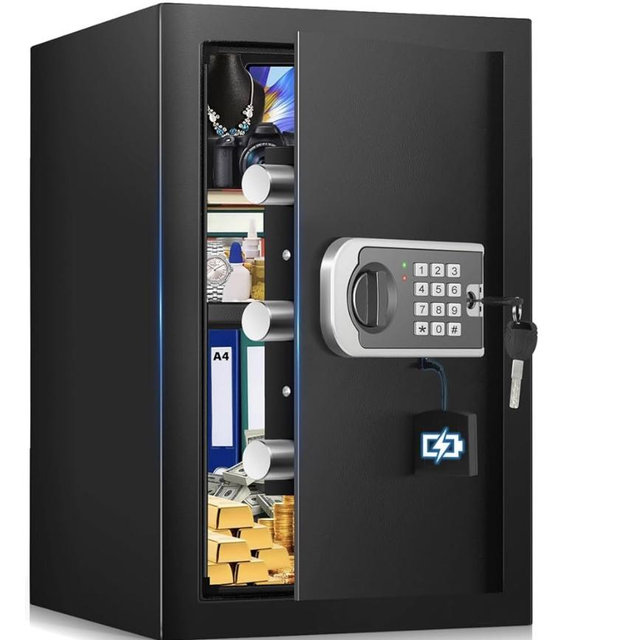 [16.54" Tall] Safe Box, 2.8 Cuft Home Safes Water and Fireproof, Anti-Theft Security Safes for Home with Programmable Keypad Spare Keys, Digital Safety Box for Money Documents Valuables Jewelry