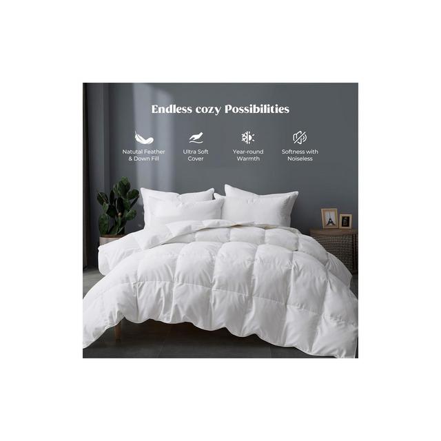 Peace Nest All Season White Goose Feather Down Comforter Duvet Insert, King
