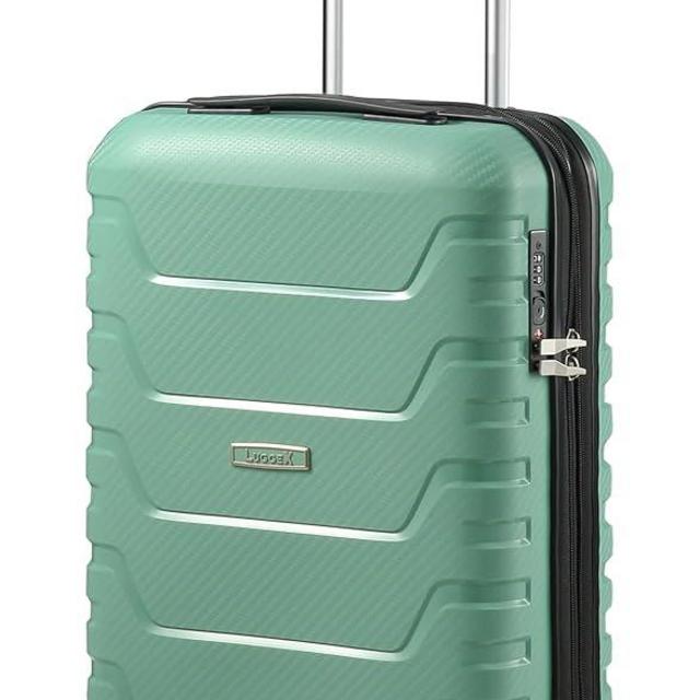 LUGGEX 22x14x9 Carry On Luggage with Wheels - 20 Inch PP Expandable Luggage Lightweight - High Rebound Toughness & Anti-Explosion Zipper (Green Suitcase)