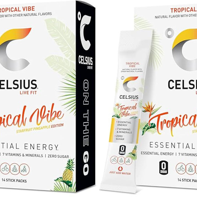 CELSIUS On The Go TROPICAL VIBE,Sugar Free Energy Drink Mix,(Pack of 28)