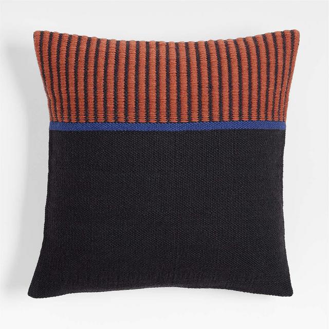 Boardwalk Kilim 23"x23" Navy & Orange Throw Pillow with Feather Insert