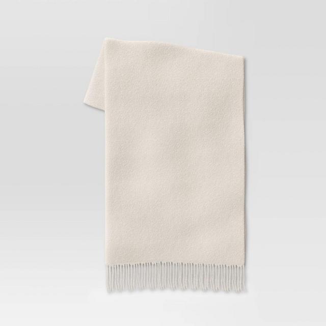 60"x50" Two-Tone Faux Mohair Throw Blanket Cream - Threshold™