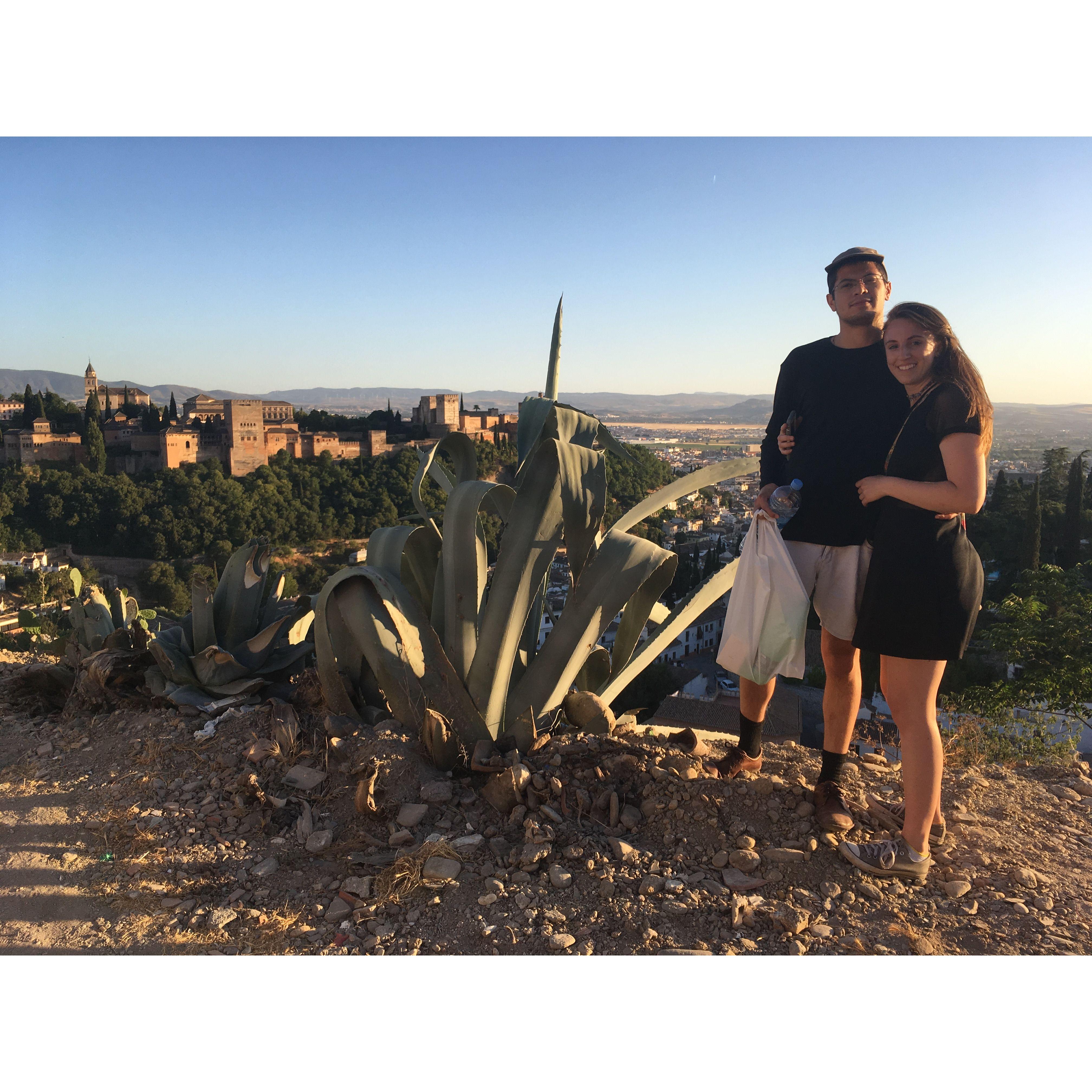 Rob and Maggie in Granada, Spain on a trip after Maggie finished graduate school.