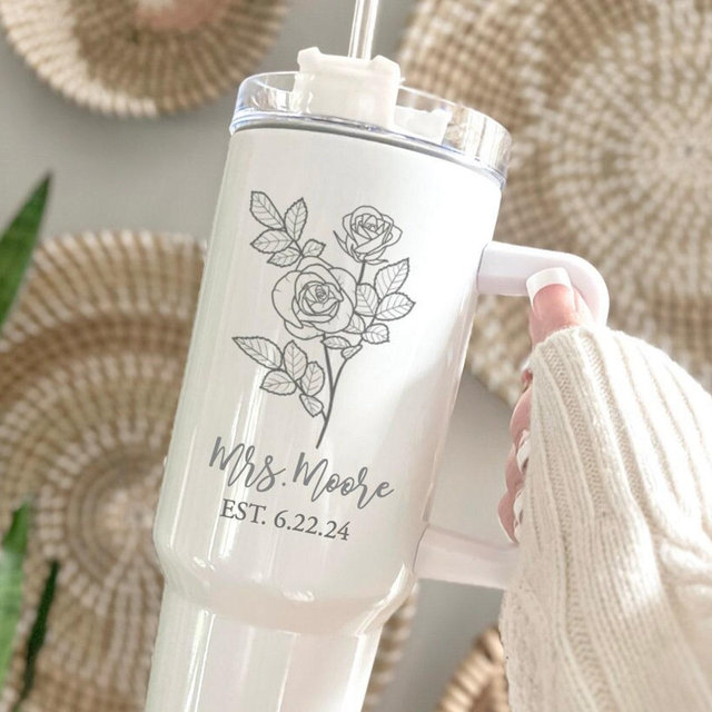 Custom Unique Gift for Bride - Mrs Engagement Gift, Engaged 40 oz Tumbler, Bridal Shower Gift, Personalized Wedding Gift for Bride to Be