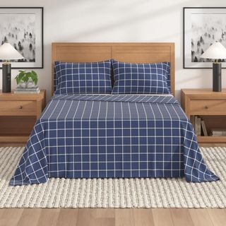 Belle Windowpane 4-Piece Flannel Sheet Set