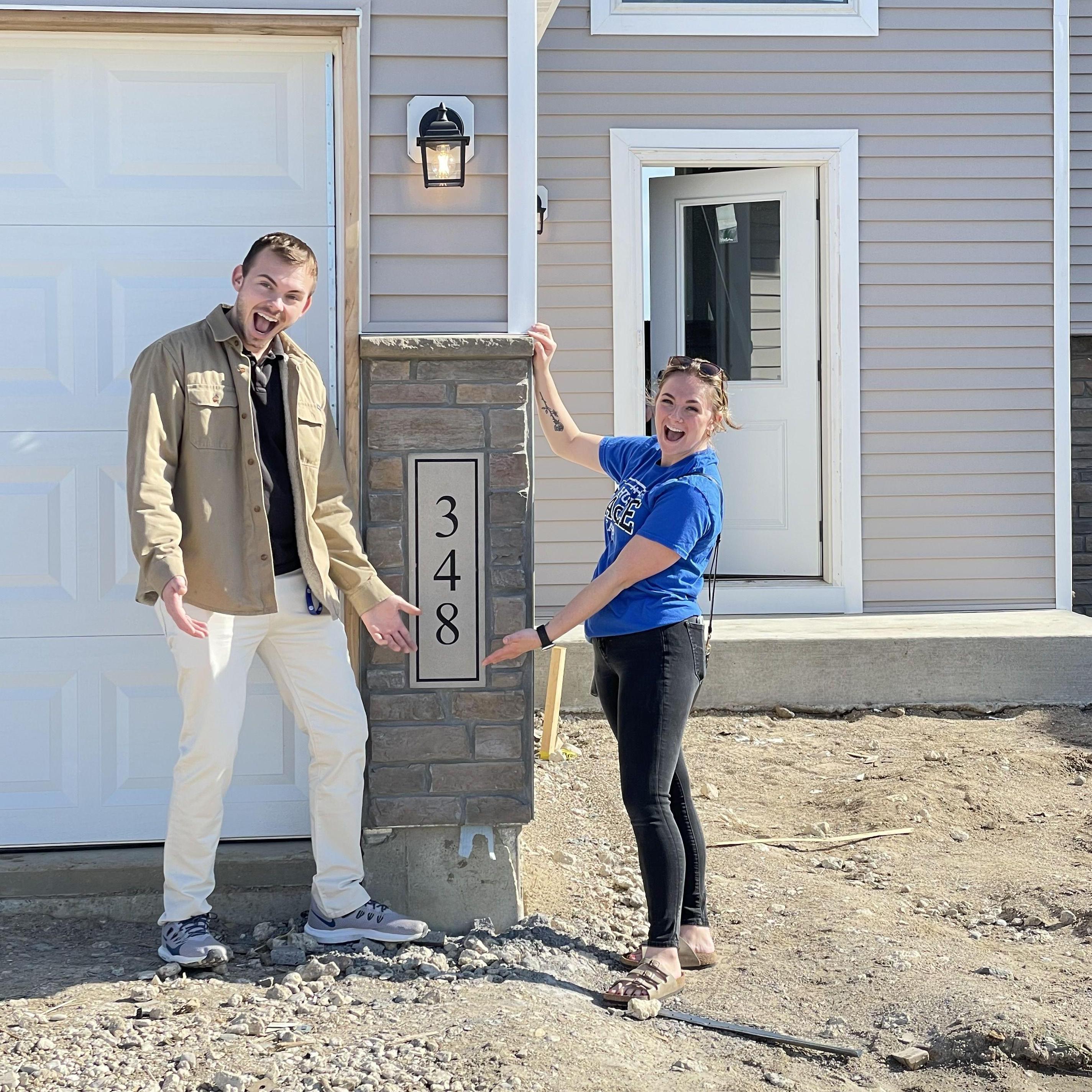Looking at our first house together in Dundas, MN.