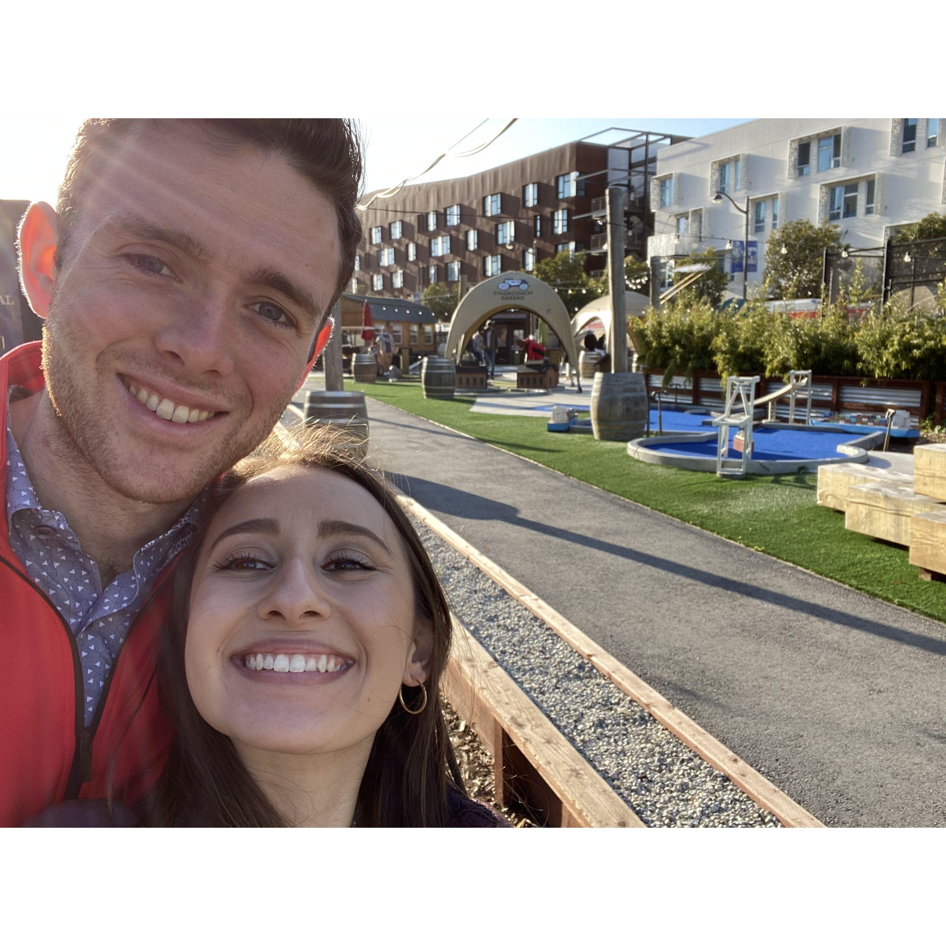 March 2021 - Getting an early birthday celebration in for Travis before he headed back to Boston! This was at a super fun mini golf course in San Francisco.