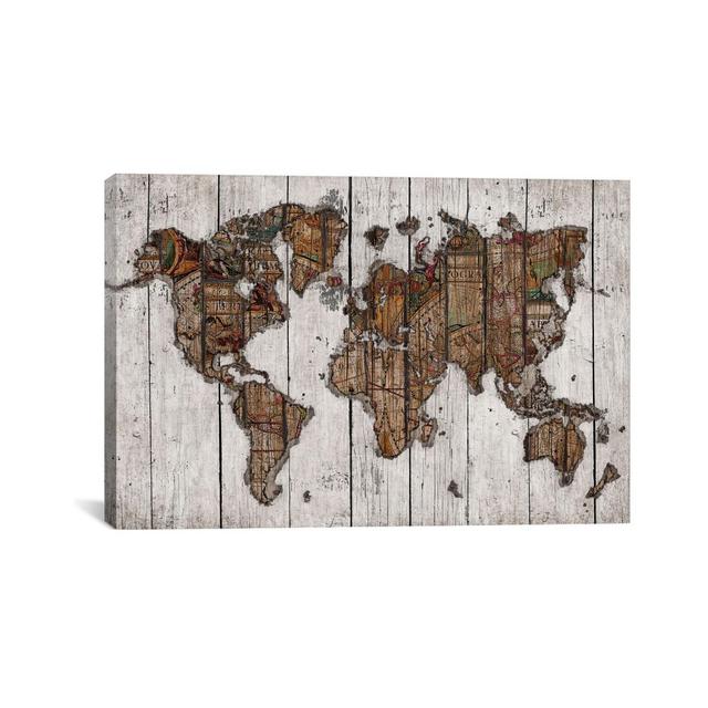 Wood Map by Diego Tirigall Canvas Print (26"x 40")
