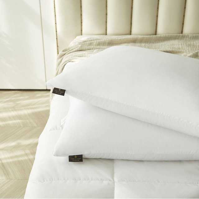 Farm to Home Jumbo 100% Organic Cotton Softy-Around Feather and Down 2pc Bed Pillow White: Medium/Firm Support, 233 Thread Count