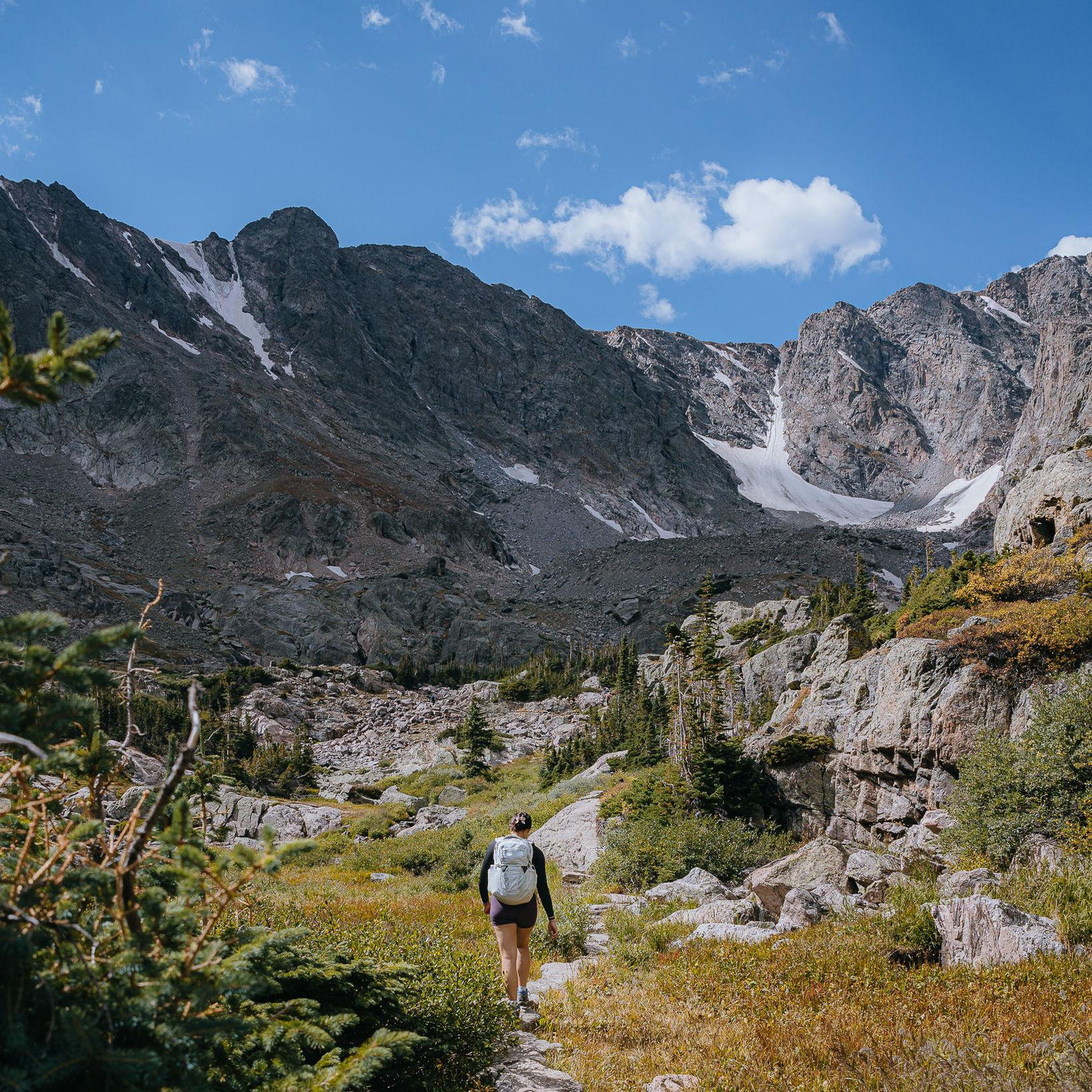 This photo was taken on our hike to Sky Pond!