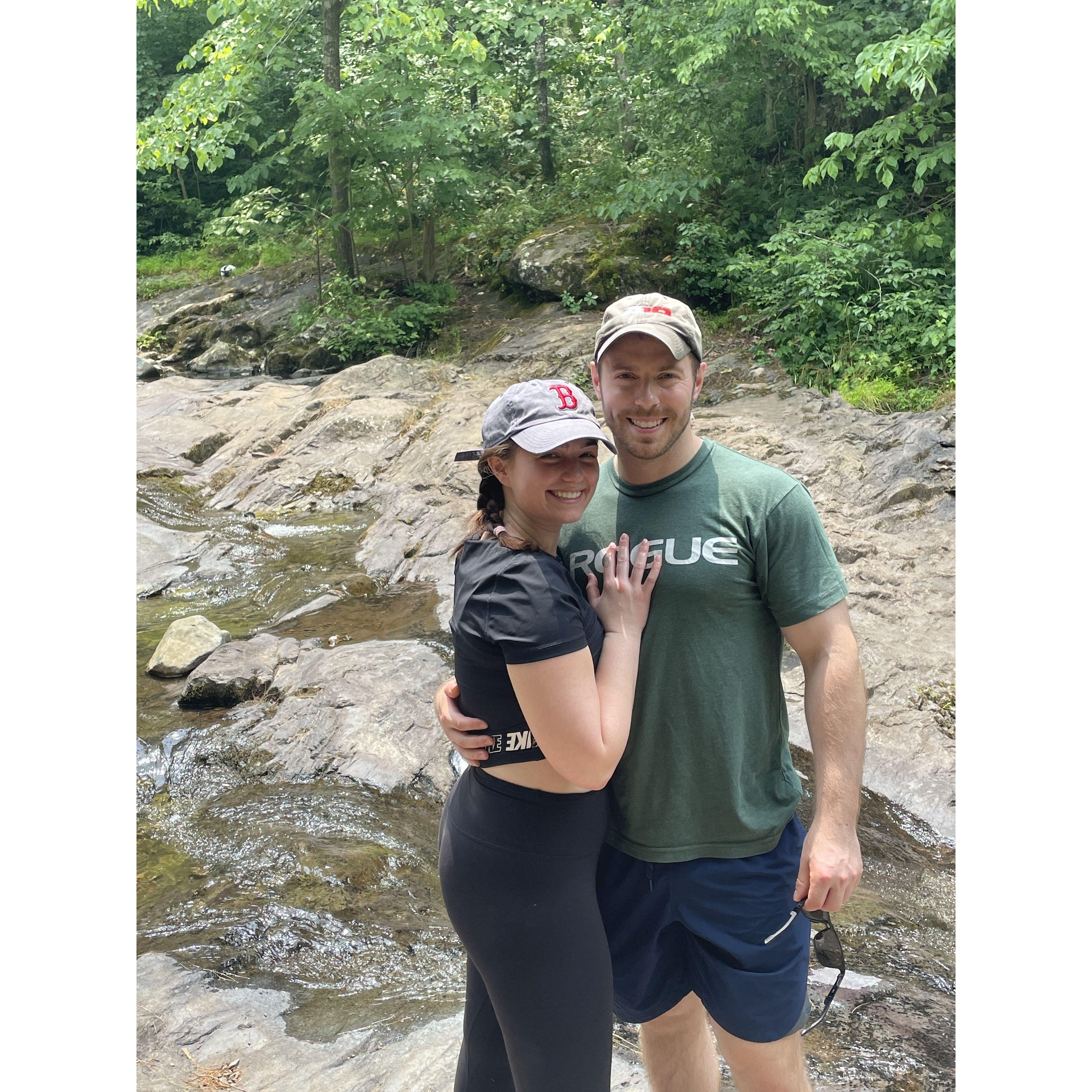 June 2023 - Logan and Emily's first (of many) hikes together, Emily ripped a tic off of Logan's leg