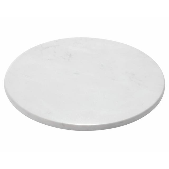 StonePlus Natural Round Marble Tray Glossy Pastry Board for Dessert, Cheese, Coffee, Smooth on Both Sides (Volakas White)