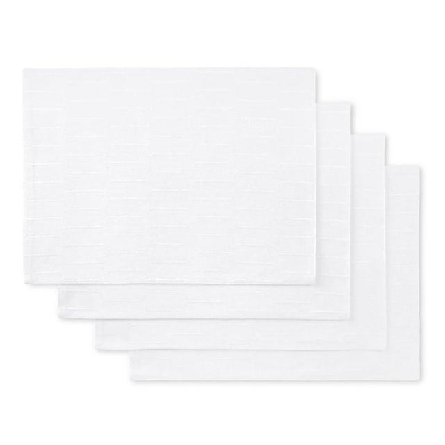 Martha Stewart Honeycomb Modern Farmhouse Reversible Placemat 4-Pack Set, White, 13"x17.5"