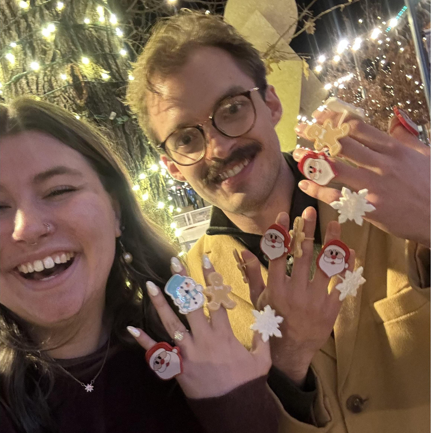 December 10th, 2024: With 36 plastic rings, one ringbox Christmas ornament, and one actual engagement ring, Sam proposed to Zoe. Through laughing tears, she said yes!