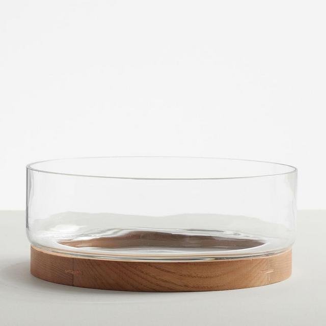 Ash Wood & Glass Serving Bowl, Small