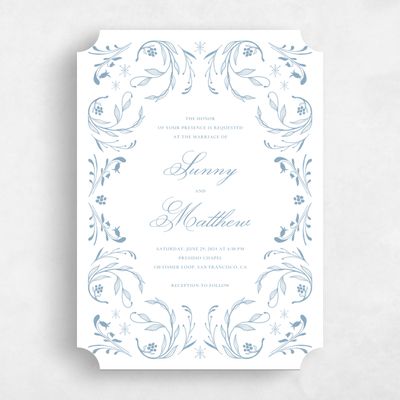 Blue Ticket Wedding Invitation - Camberley Frame