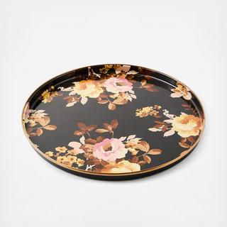 Wild Rose Brown Stainless Steel Round Tray