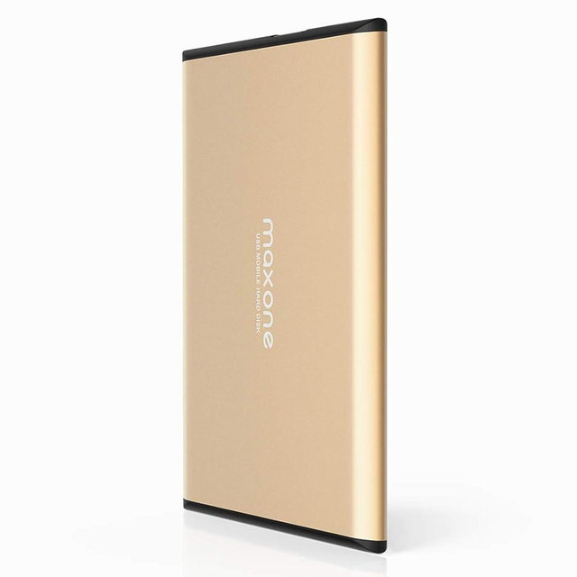 Maxone 500GB Ultra Slim Portable External Hard Drive HDD USB 3.0 Compatible with PC, Laptop - Gold