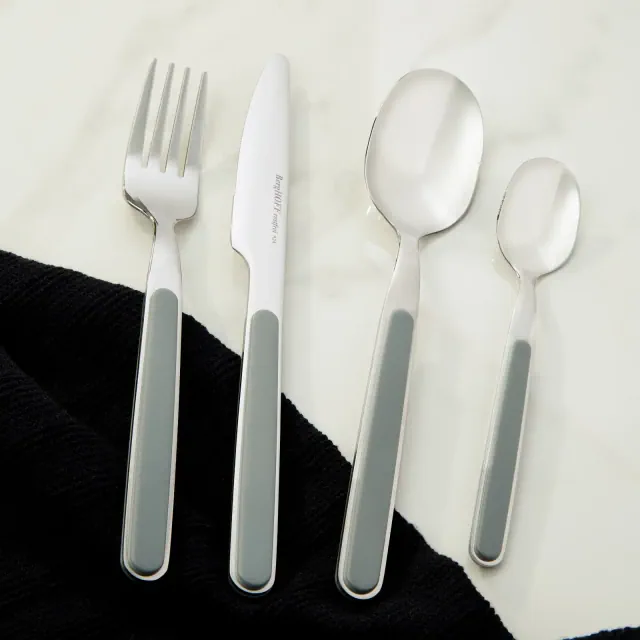 BergHOFF Balance 24Pc Stainless Steel Flatware Set with ABS Handle, Moonmist