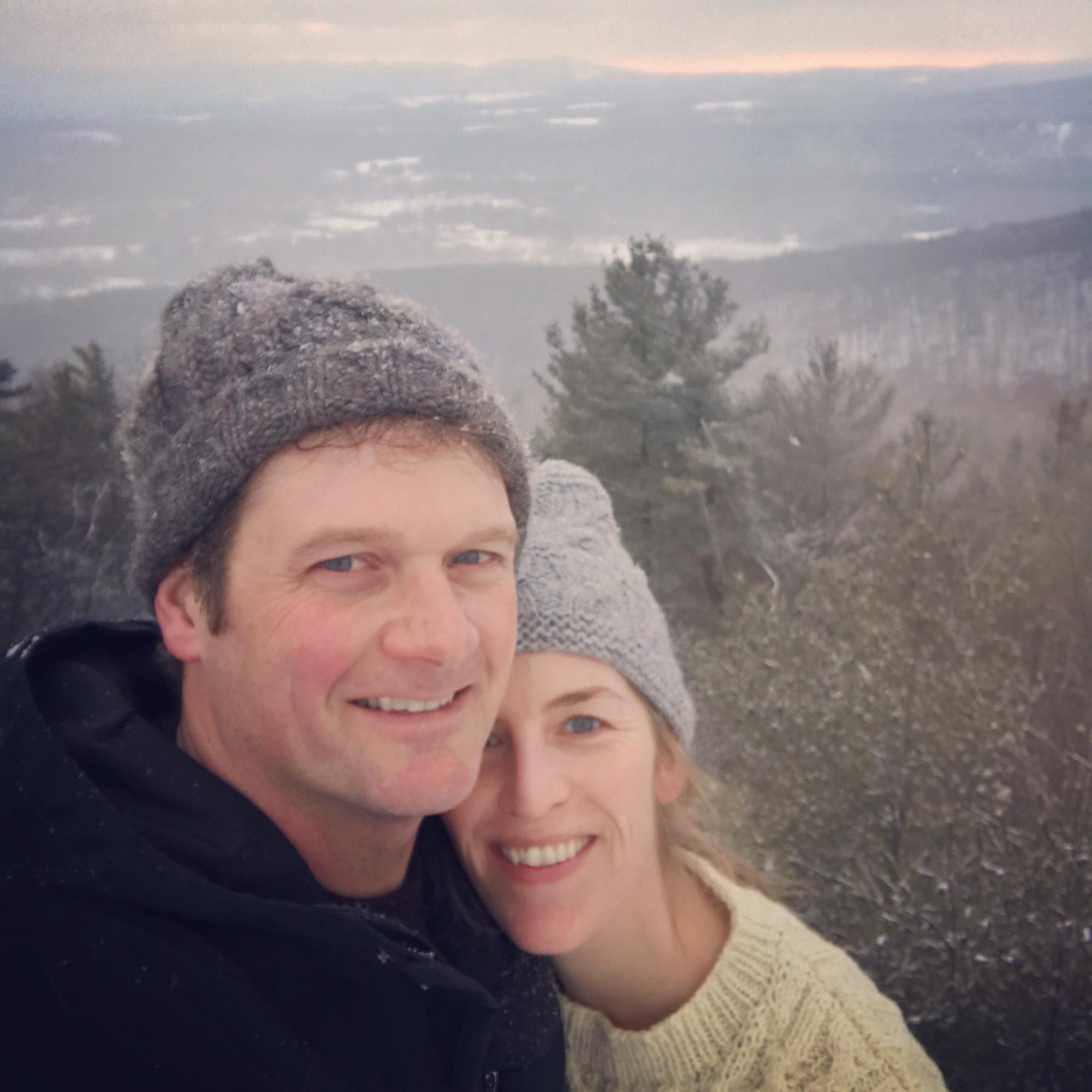 Winter hike in the Berkshires at sunset