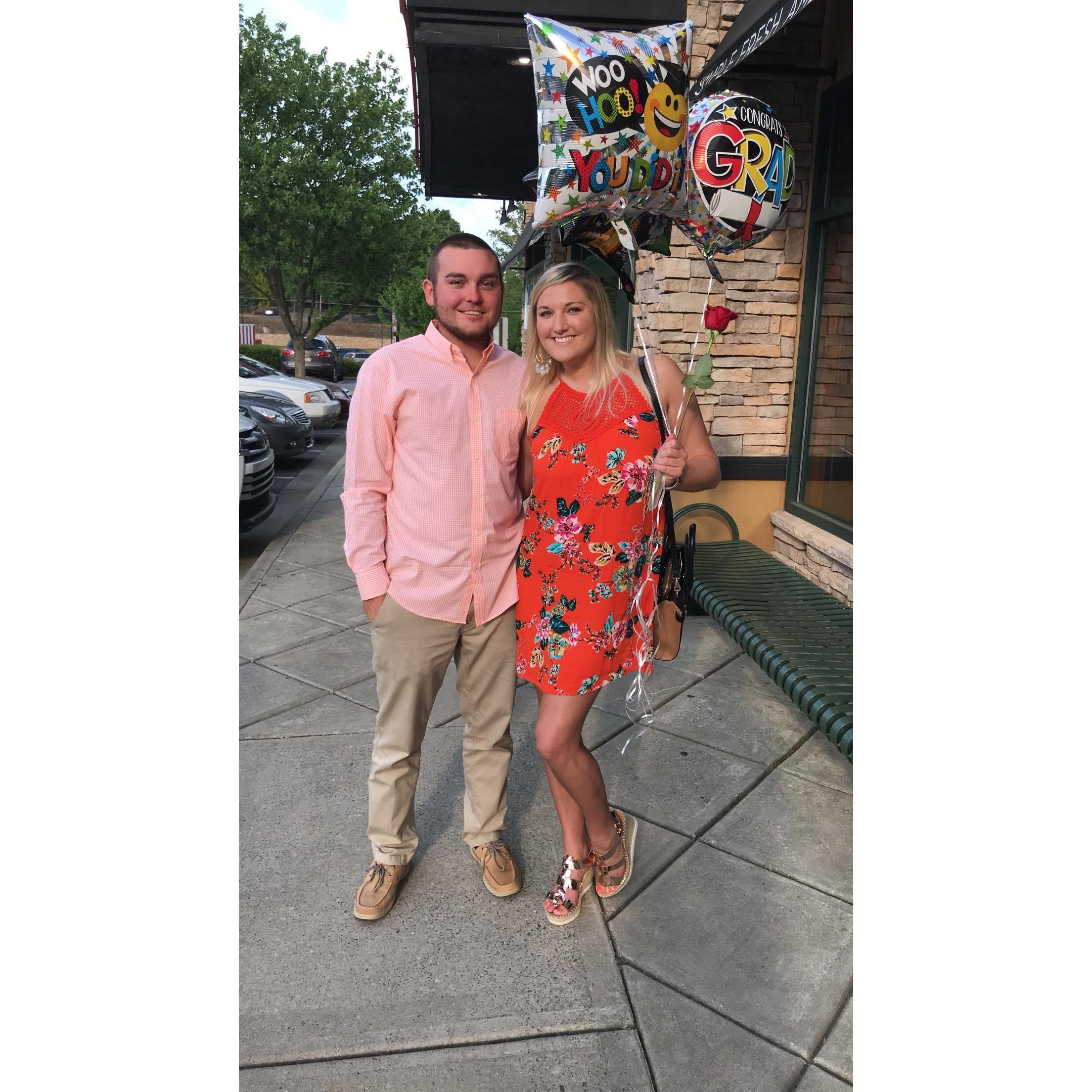 Matt surprised me with cute balloons and flowers for my graduation!!