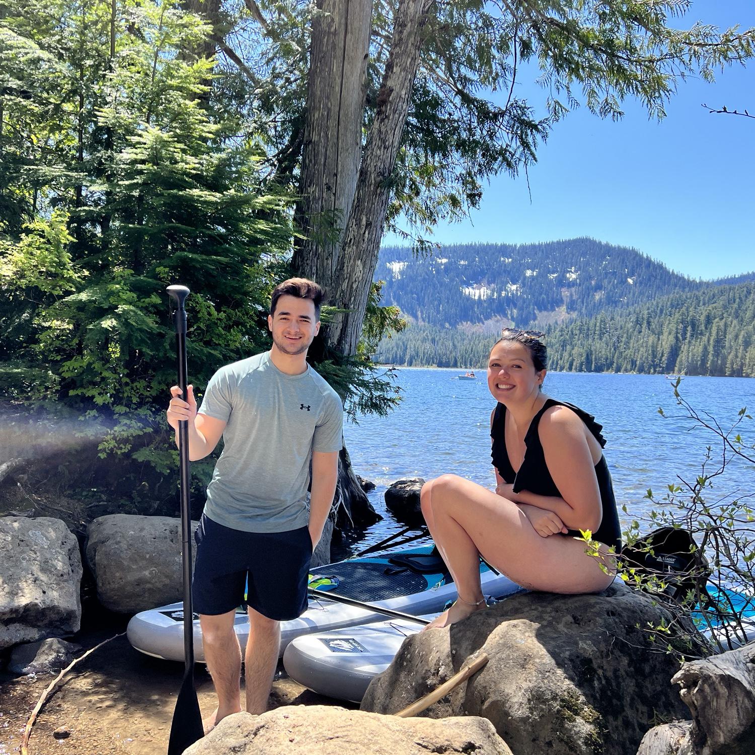 Moments after Patrick knocked Lily off a paddleboard into a freezing cold Oregon lake. 6/3/23