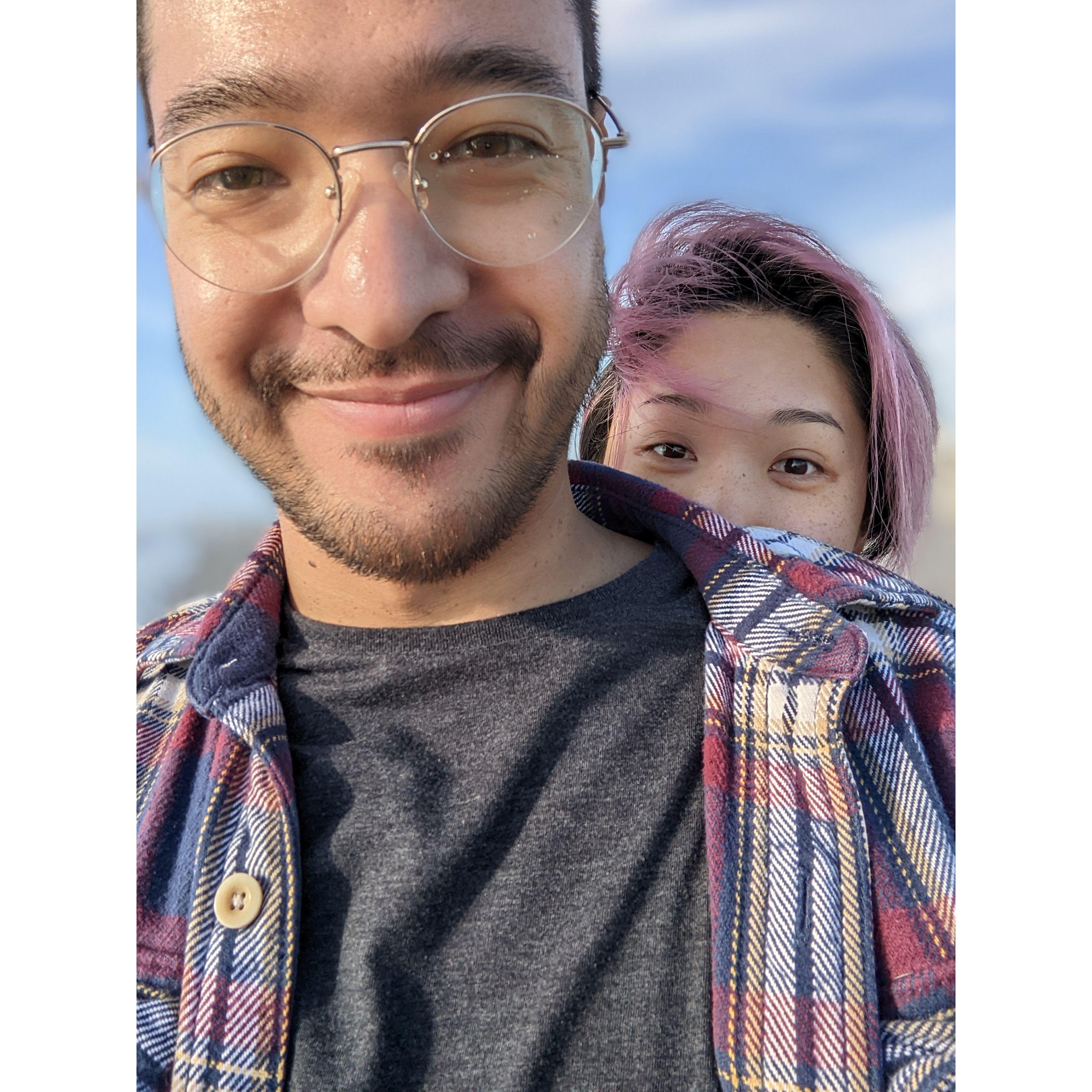 First beach trip together. Christmas morning 2021