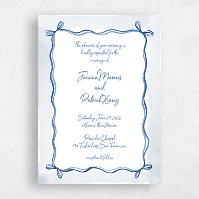 Cobalt, Blue Wedding Invitation - Darlington Portrait