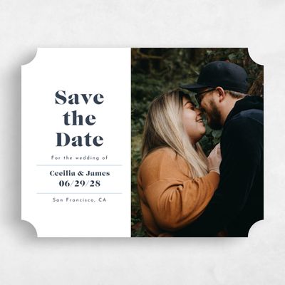 White Ticket Wedding Save the Date - Henrietta Photo