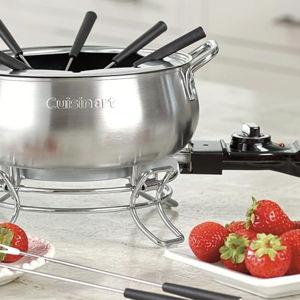 Cuisinart Fondue Pot Set, 3-Quart Stainless Steel Electric Fondue Pot for Chocolate, Cheese, Broth, and Oil, Includes 8 Forks, Temperature Control, Nonstick Interior, Dishwasher Safe, CFO-3SSNAS