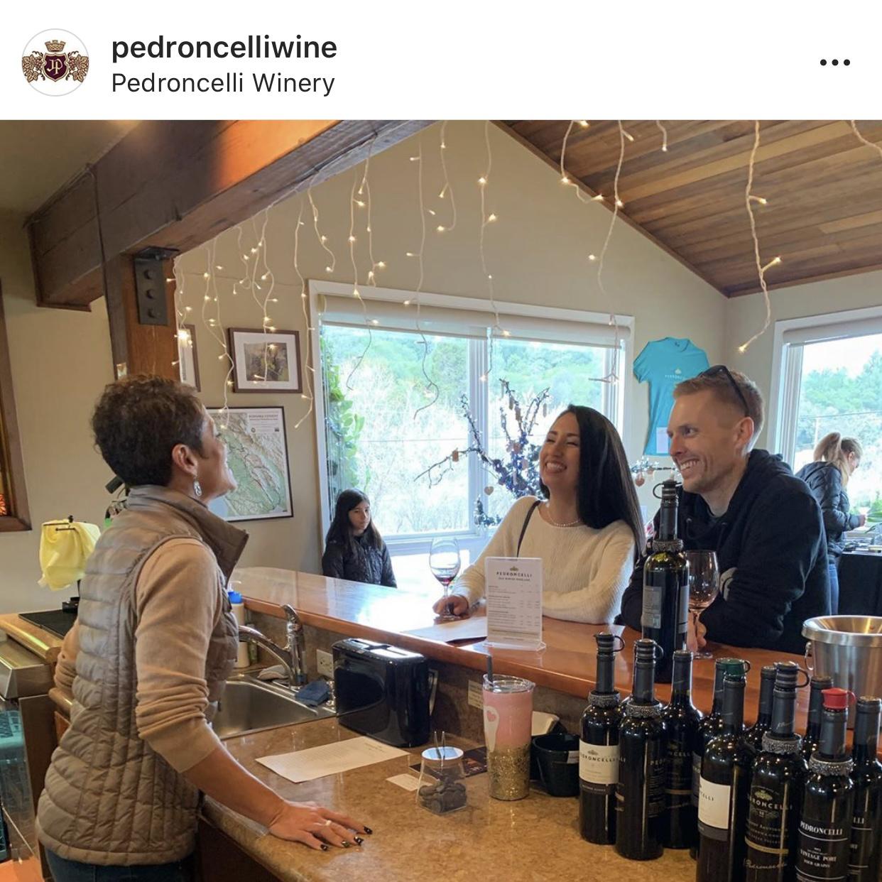 Our first photo together! A sneak attack by Pedroncelli Winery’s Instagram in 2019.
