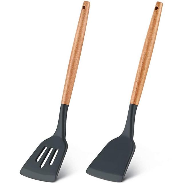 Catering Line Silicone Turner Spatula: Large Rubber Coated Spatulas for  Cooking Egg, Fish, Pancake - Nonstick Heat Resistant Utensils for Teflon