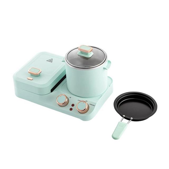 3-in-1 Breakfast Station,Stainless Steel Electric Mini Toaster Bread Breakfast Sandwich Maker,Household Breakfast Maker Machine with Frying Pan,Boiling Pot,Food Steamer