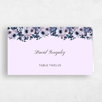 Violet, Purple Wedding Place Card - Napa