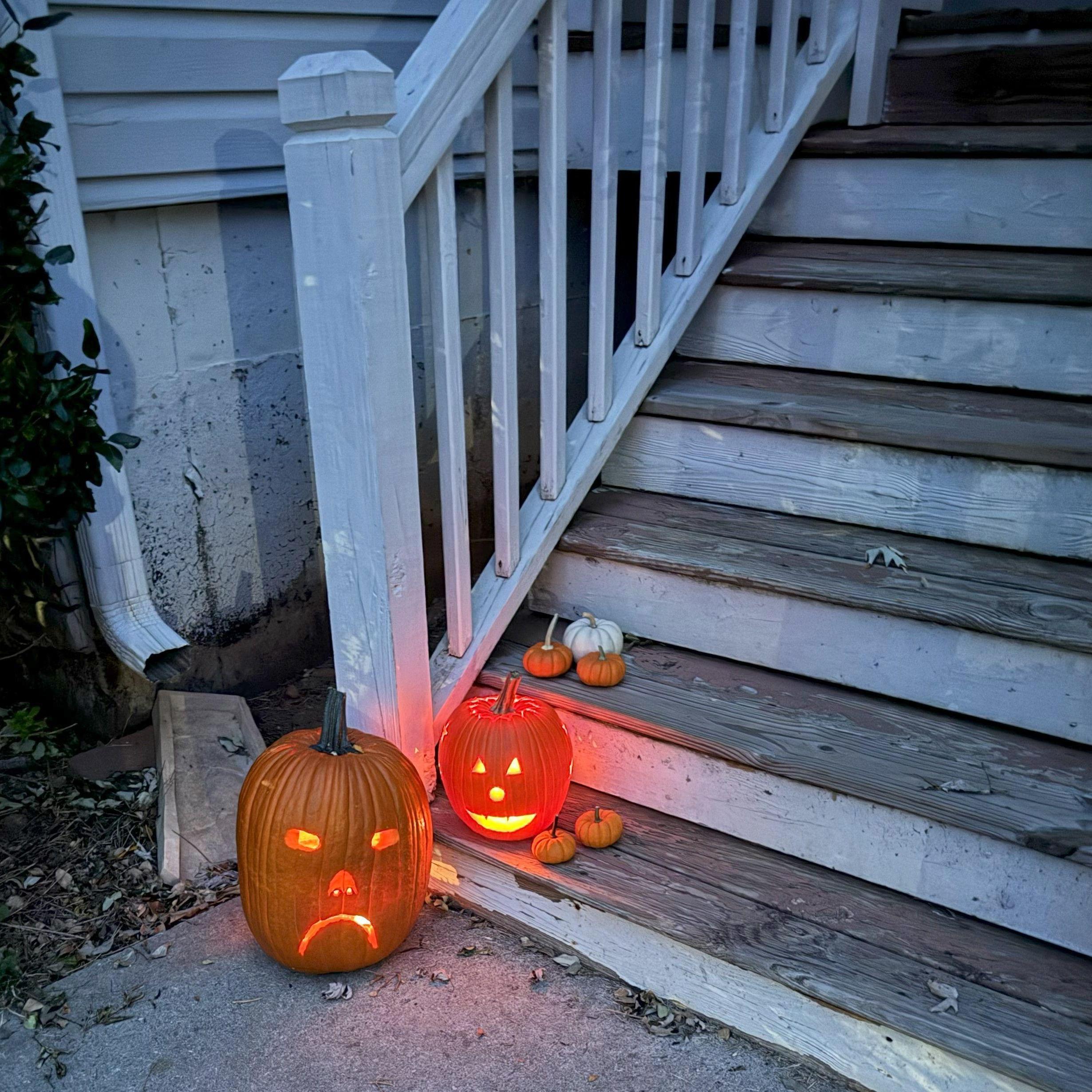 Taylor and Brandon's first attempts at carving pumpkins at their home in Ga in 2023.