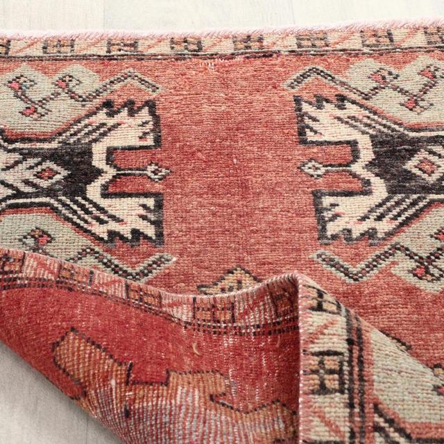 2x3 Red Navy BlackTurkish Small Rug, 2x3 Handmade Vintage Rug, Oushak Small Rug, Kitchen, Bathroom, Entryway mat,Small Home Decor 1,5x3,2 Ft