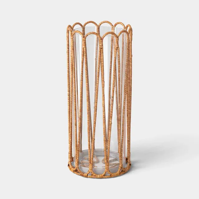 Tall Rattan Wrapped Hurricane Candle Holder - Threshold™