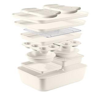 Country Kitchen Nonstick Stackable Bakeware Set - Durable, Easy Release Baking Set, Sage, 13 Pcs